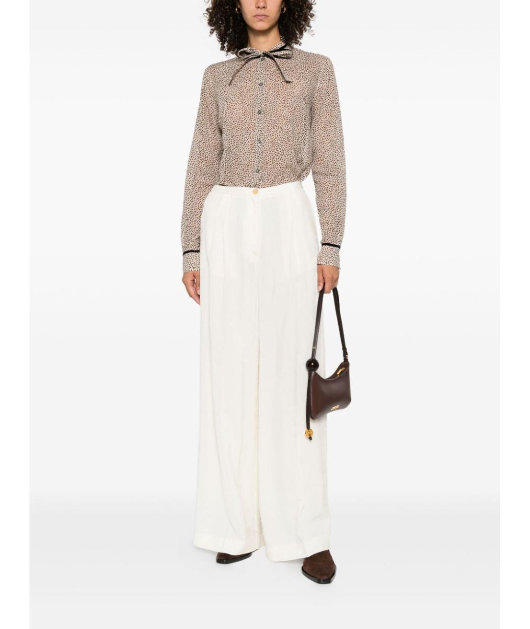 FORTE FORTE Белые вискозные прямые брюки, фото 2