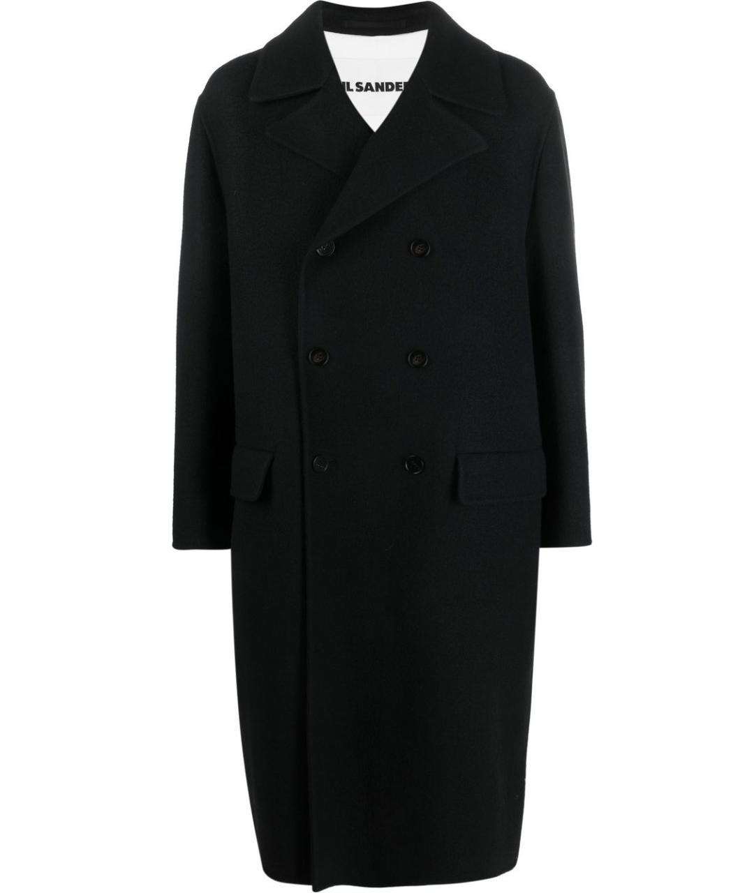 JIL SANDER Черное шерстяное пальто, фото 1