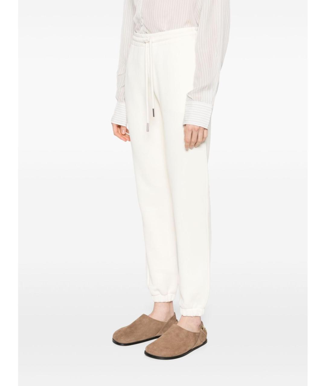 MONCLER Белые хлопковые прямые брюки, фото 5
