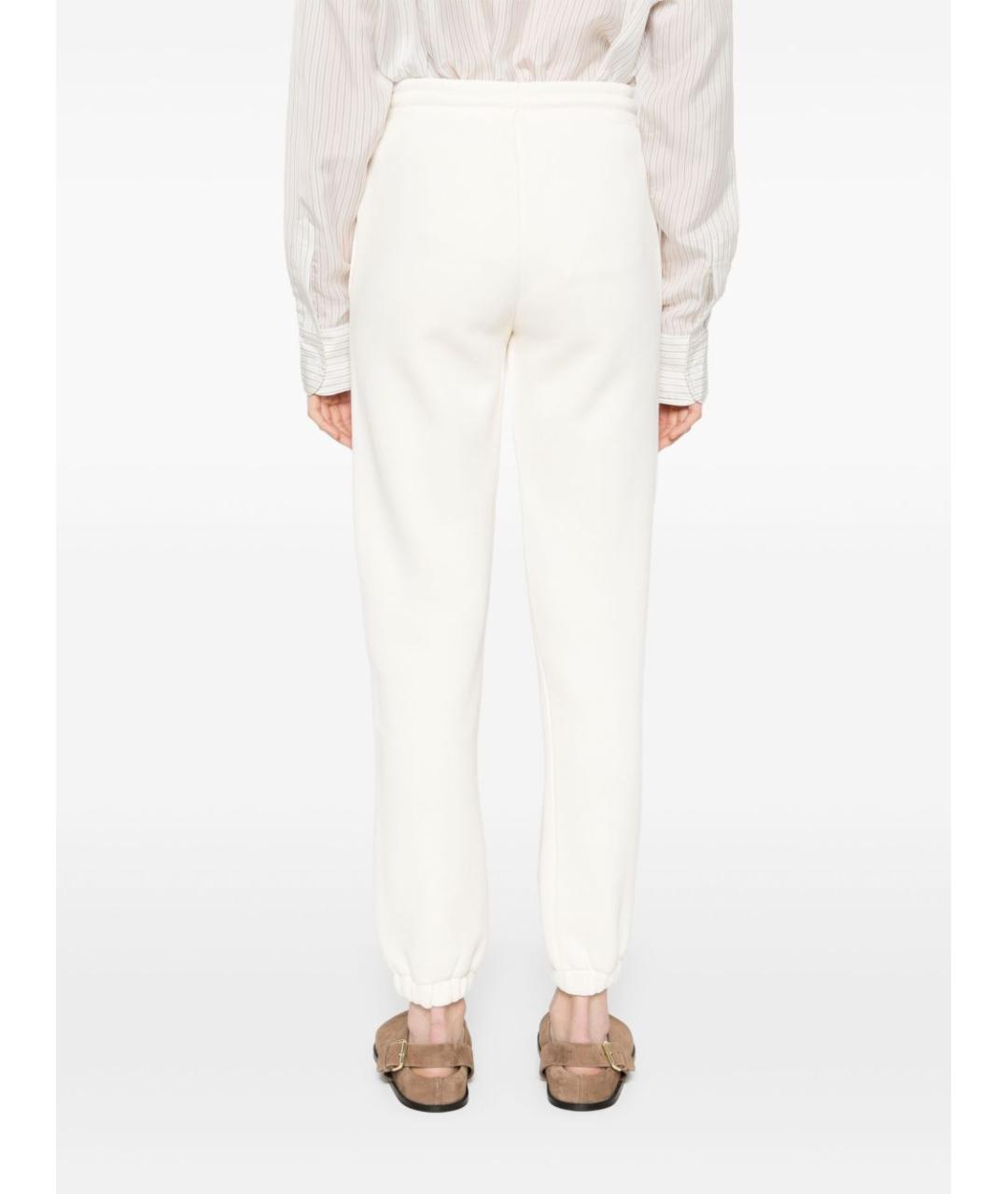 MONCLER Белые хлопковые прямые брюки, фото 3