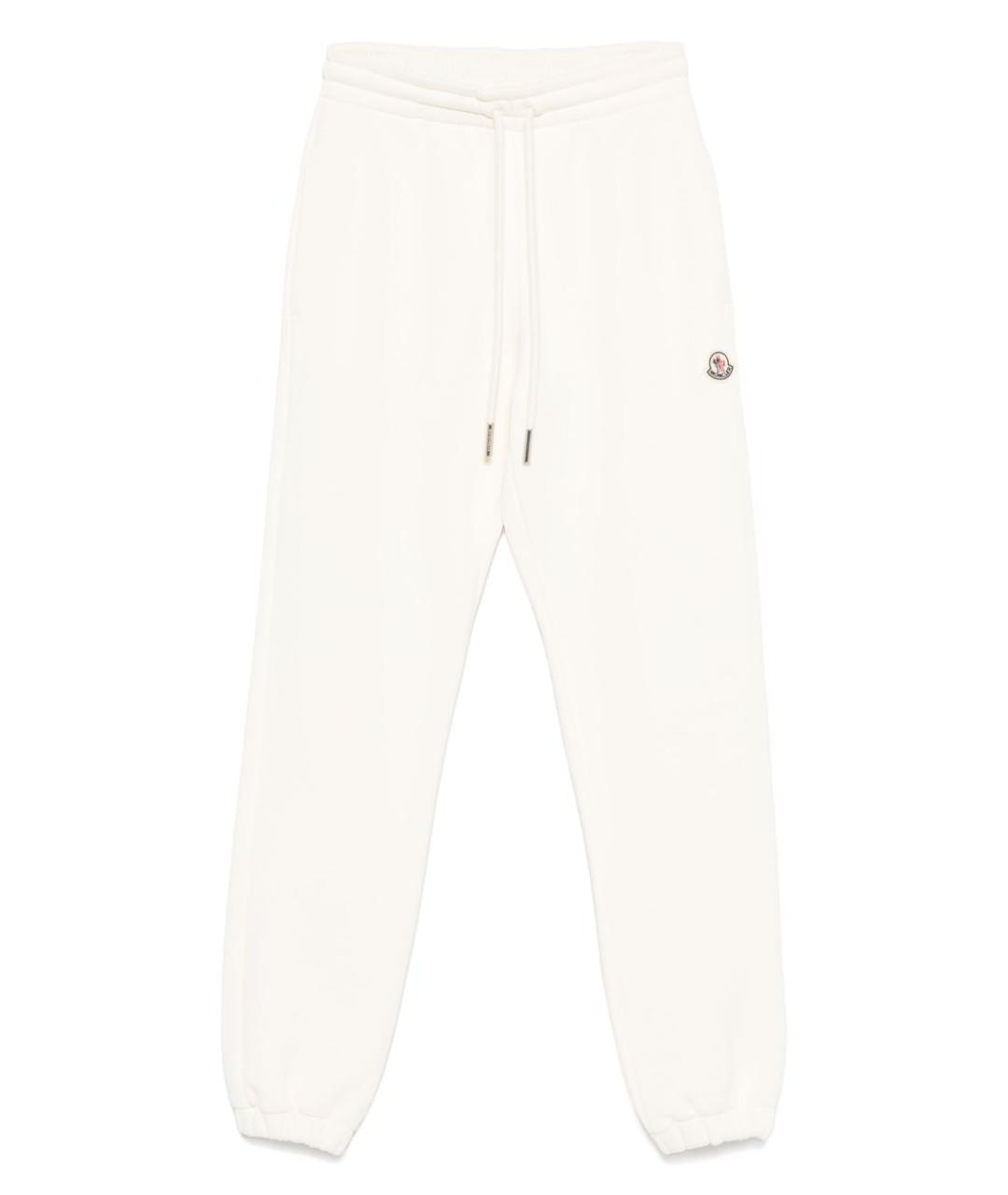 MONCLER Белые хлопковые прямые брюки, фото 1