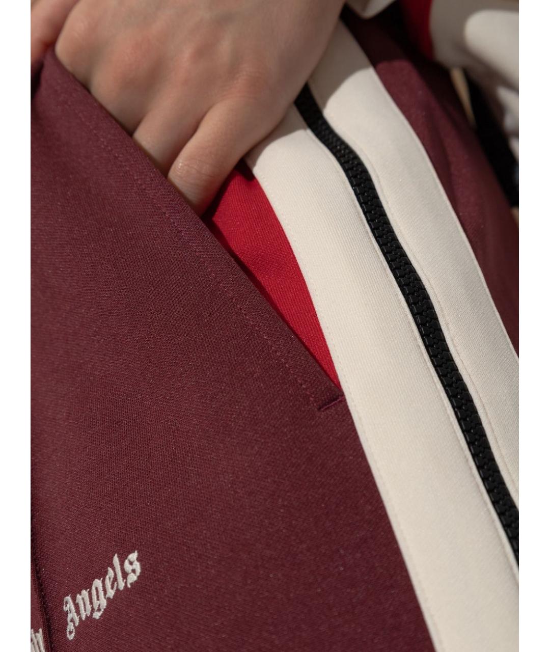 PALM ANGELS Бордовые полиэстеровые прямые брюки, фото 4