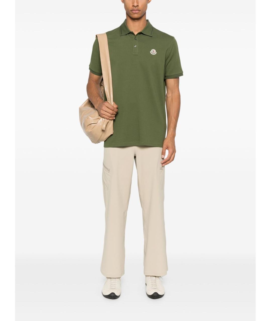 MONCLER Зеленая хлопковая футболка, фото 4