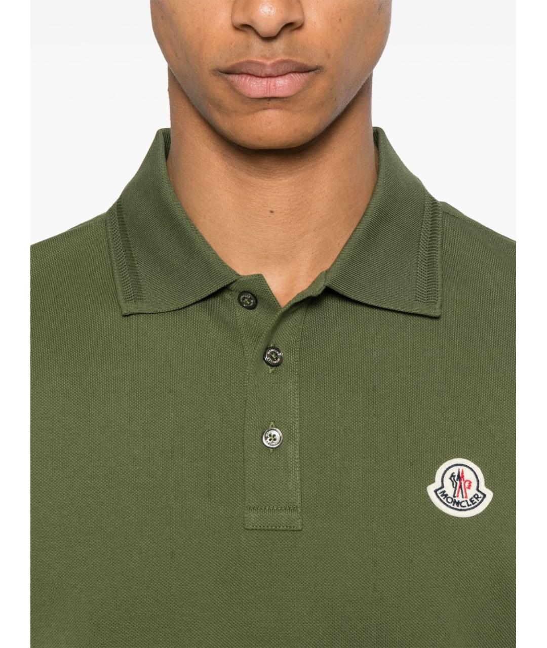 MONCLER Зеленая хлопковая футболка, фото 2