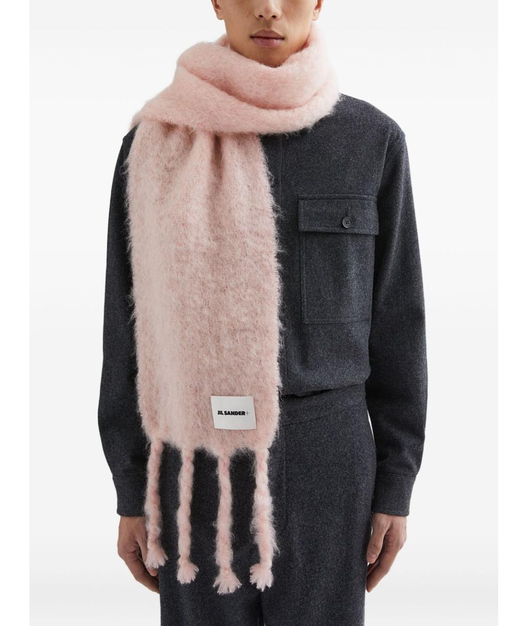 JIL SANDER Розовый шерстяной шарф, фото 2