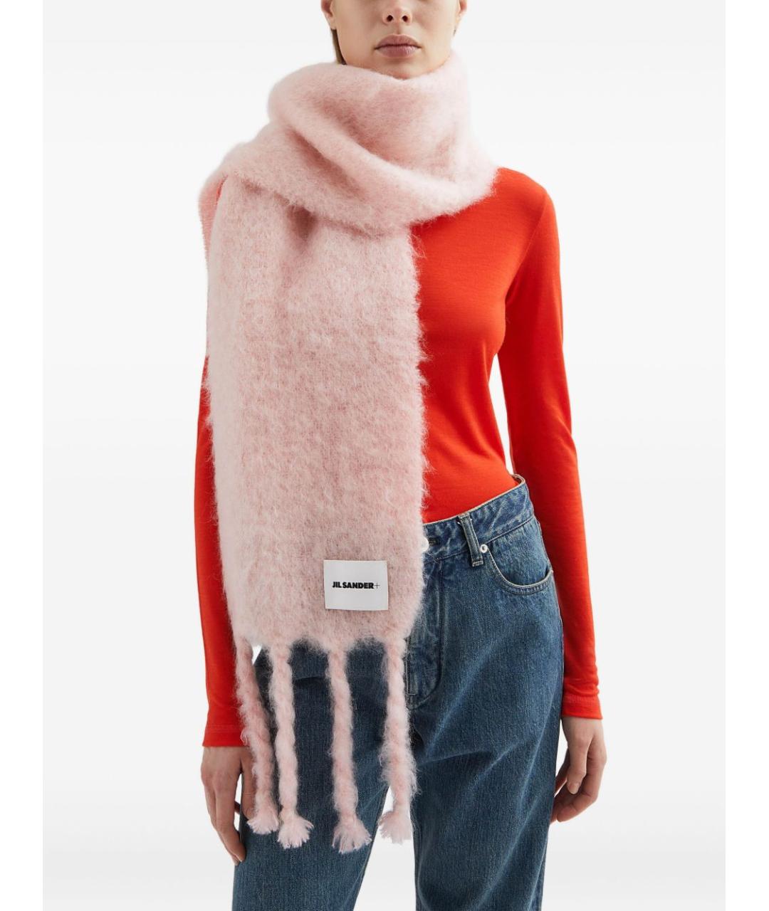 JIL SANDER Розовый шерстяной шарф, фото 3