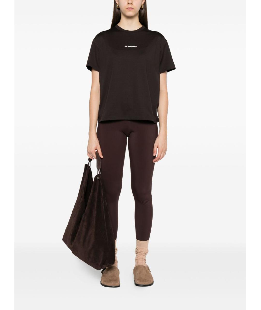 JIL SANDER Коричневые полиамидовые леггинсы и велосипедки, фото 4