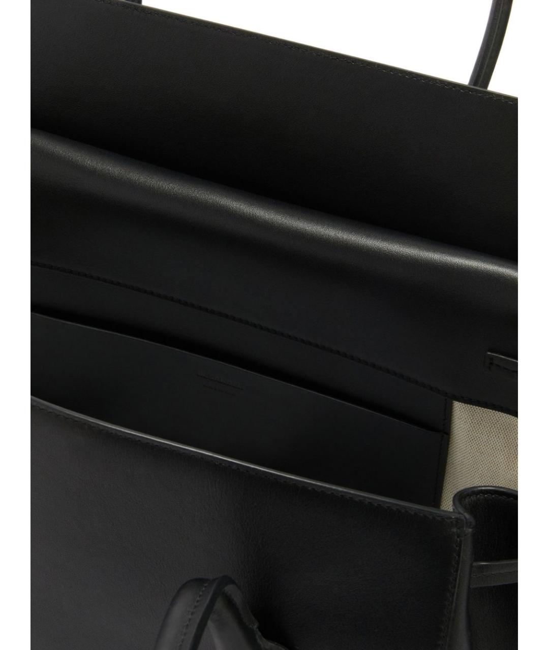 JIL SANDER Черная кожаная сумка тоут, фото 4