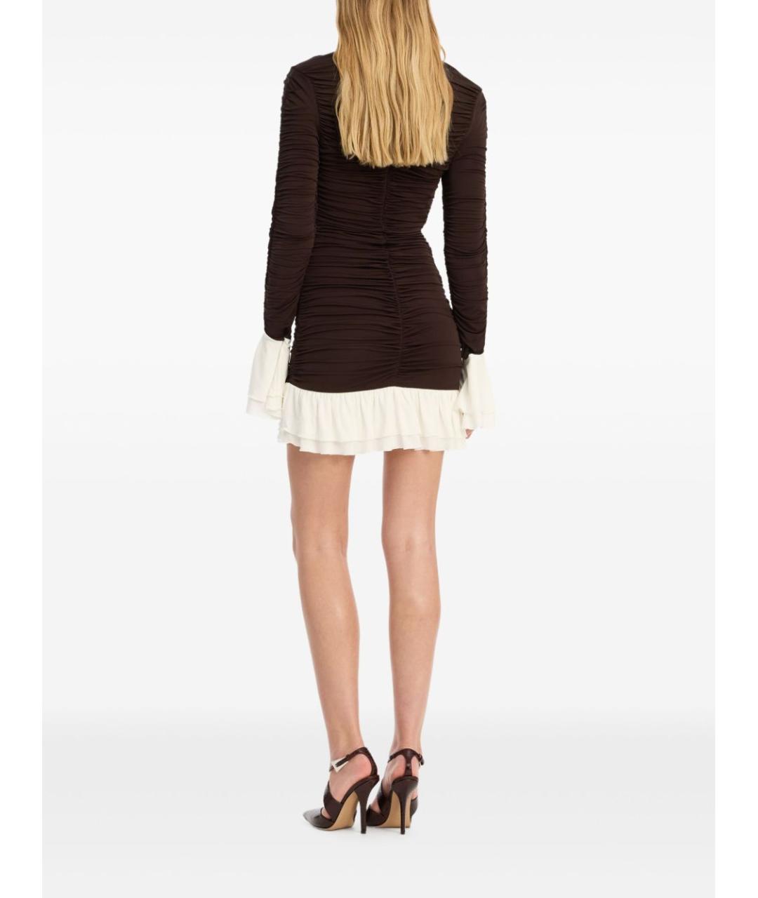 ROTATE Коричневое вискозное коктейльное платье, фото 3