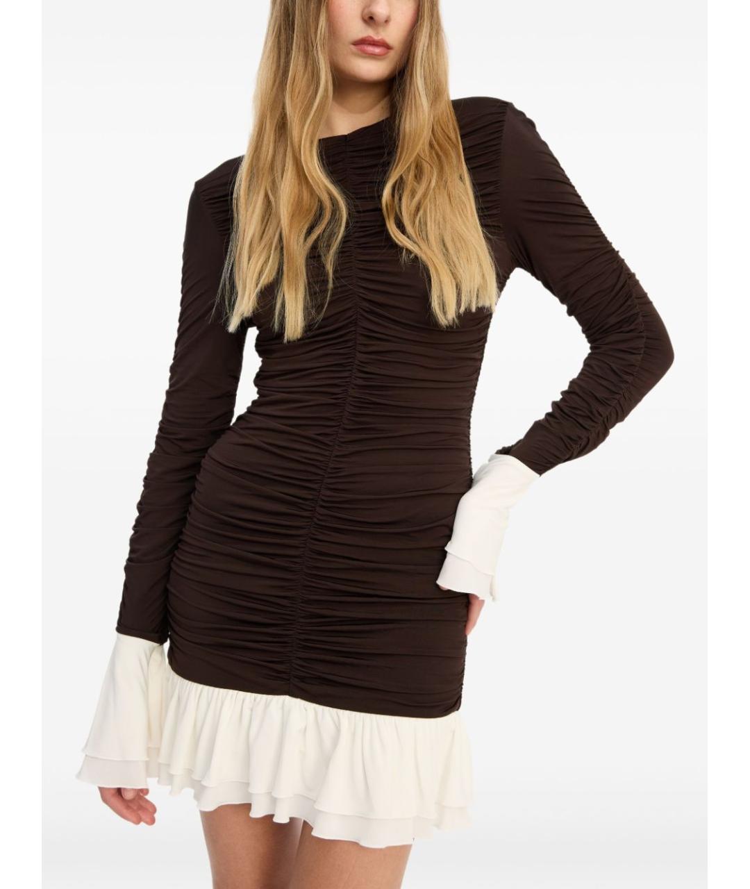ROTATE Коричневое вискозное коктейльное платье, фото 5