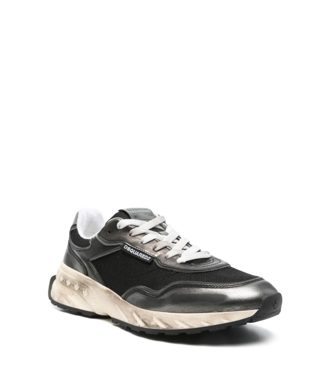 DSQUARED2 Черные текстильные низкие кроссовки / кеды, фото 3