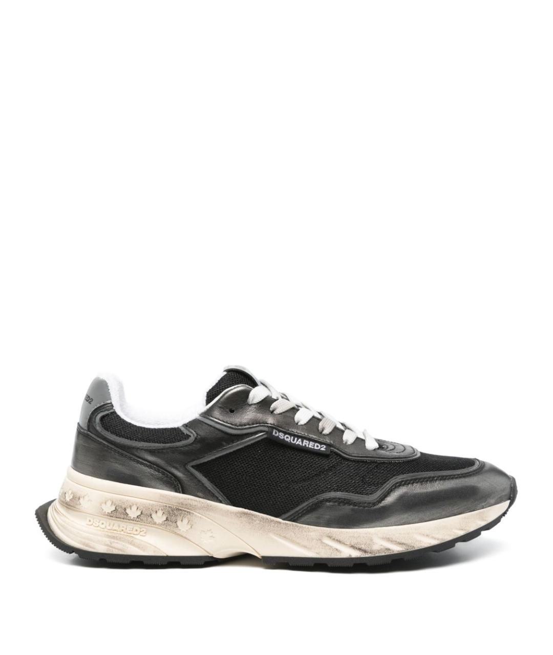 DSQUARED2 Черные текстильные низкие кроссовки / кеды, фото 1