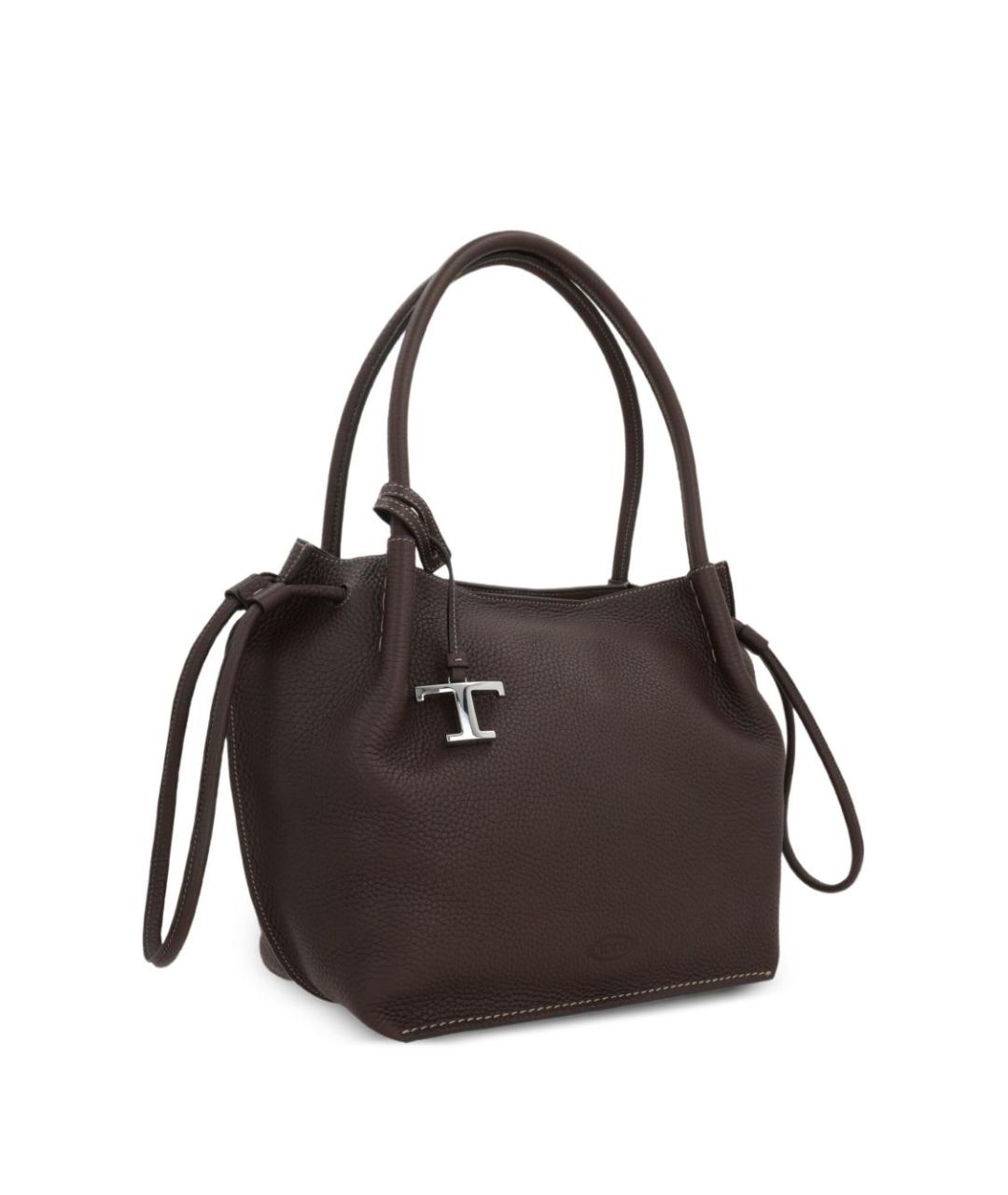 TOD'S Коричневая кожаная сумка тоут, фото 4