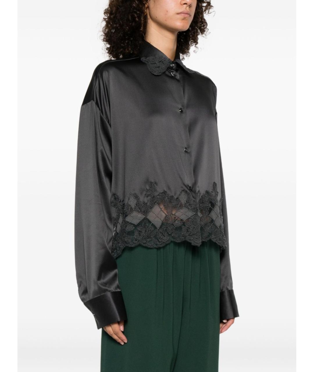 ERMANNO SCERVINO Антрацитовая шелковая рубашка, фото 3