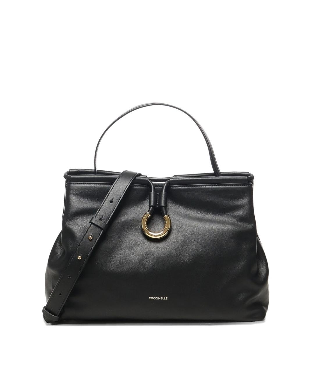 COCCINELLE Черная кожаная сумка с короткими ручками, фото 1