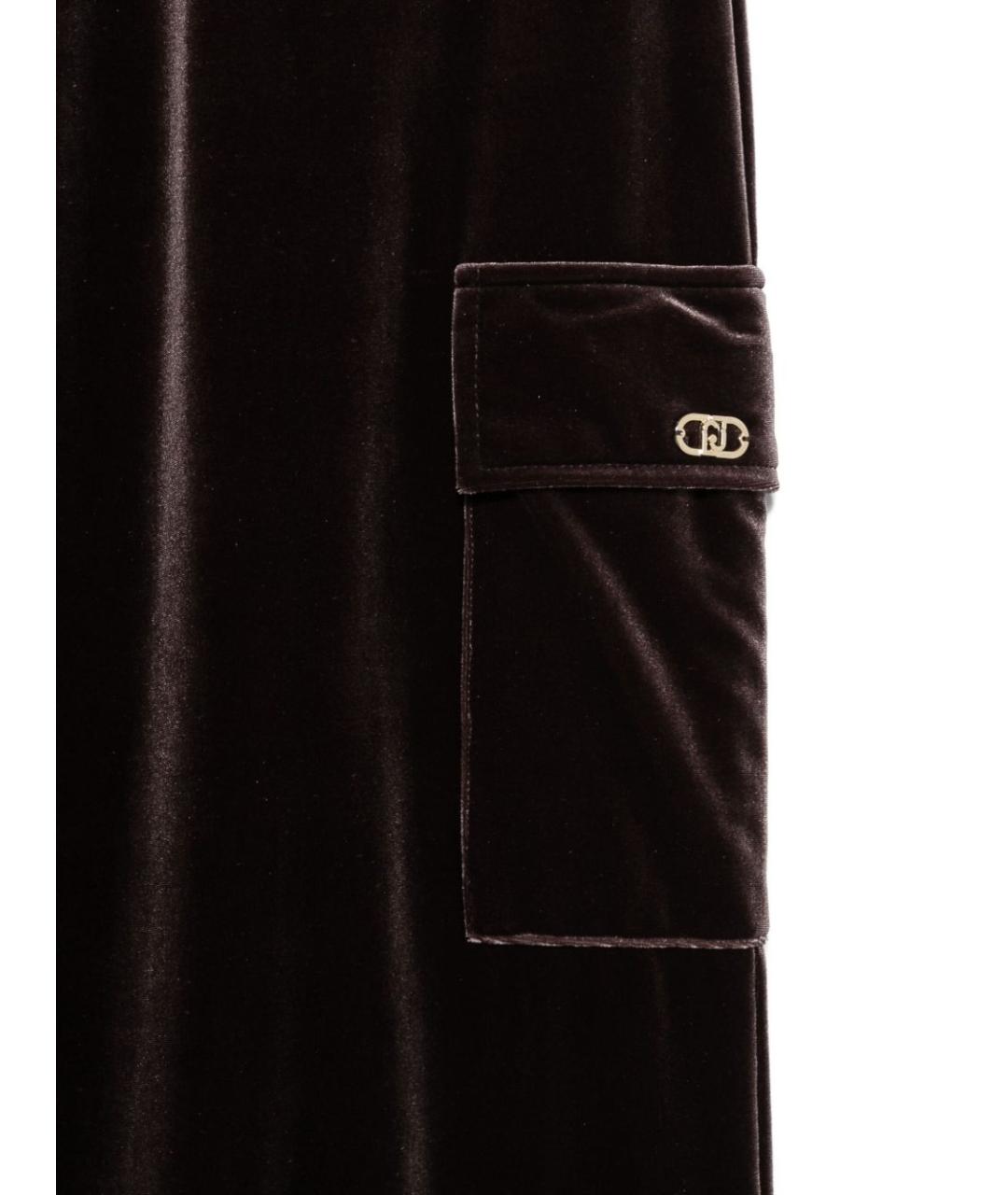 LIU JO Коричневые полиэстеровые прямые брюки, фото 2