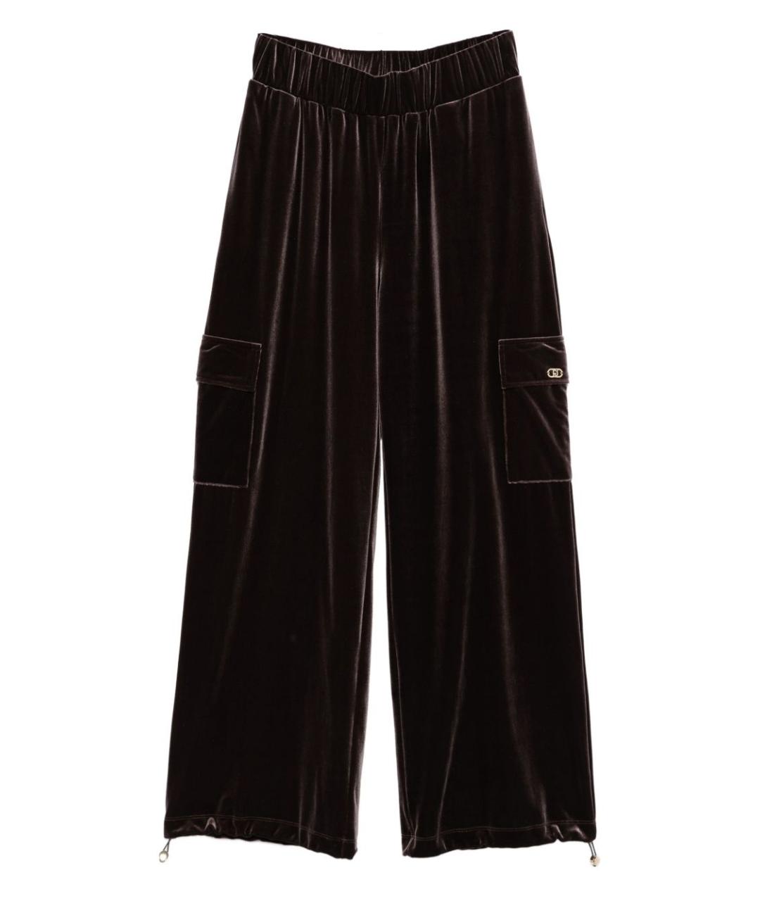 LIU JO Коричневые полиэстеровые прямые брюки, фото 1