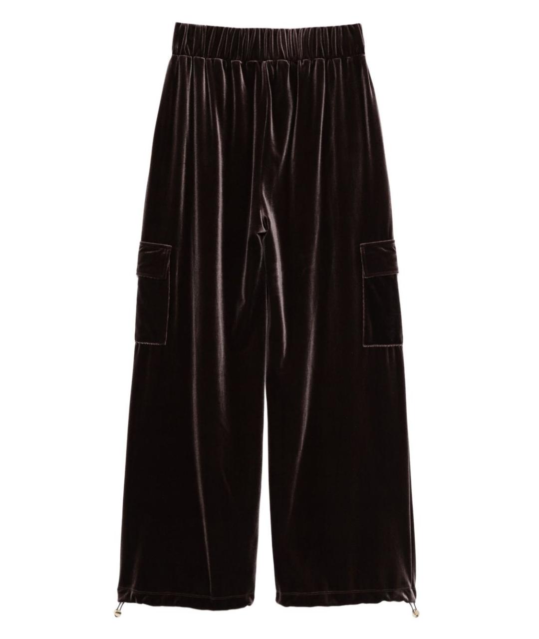 LIU JO Коричневые полиэстеровые прямые брюки, фото 3