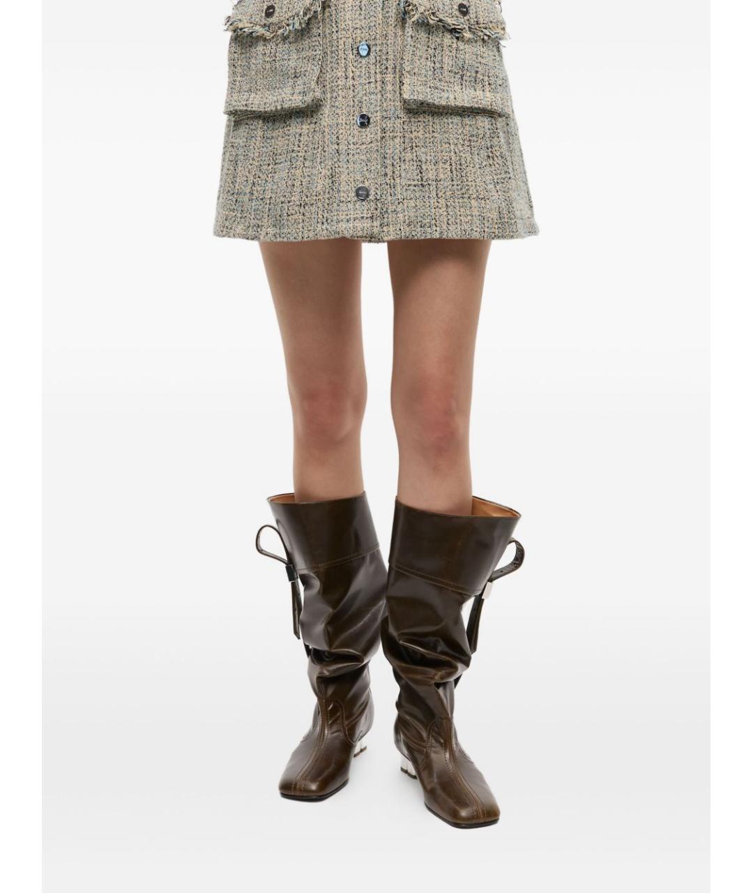 GANNI Зеленые сапоги из искусственной кожи, фото 5