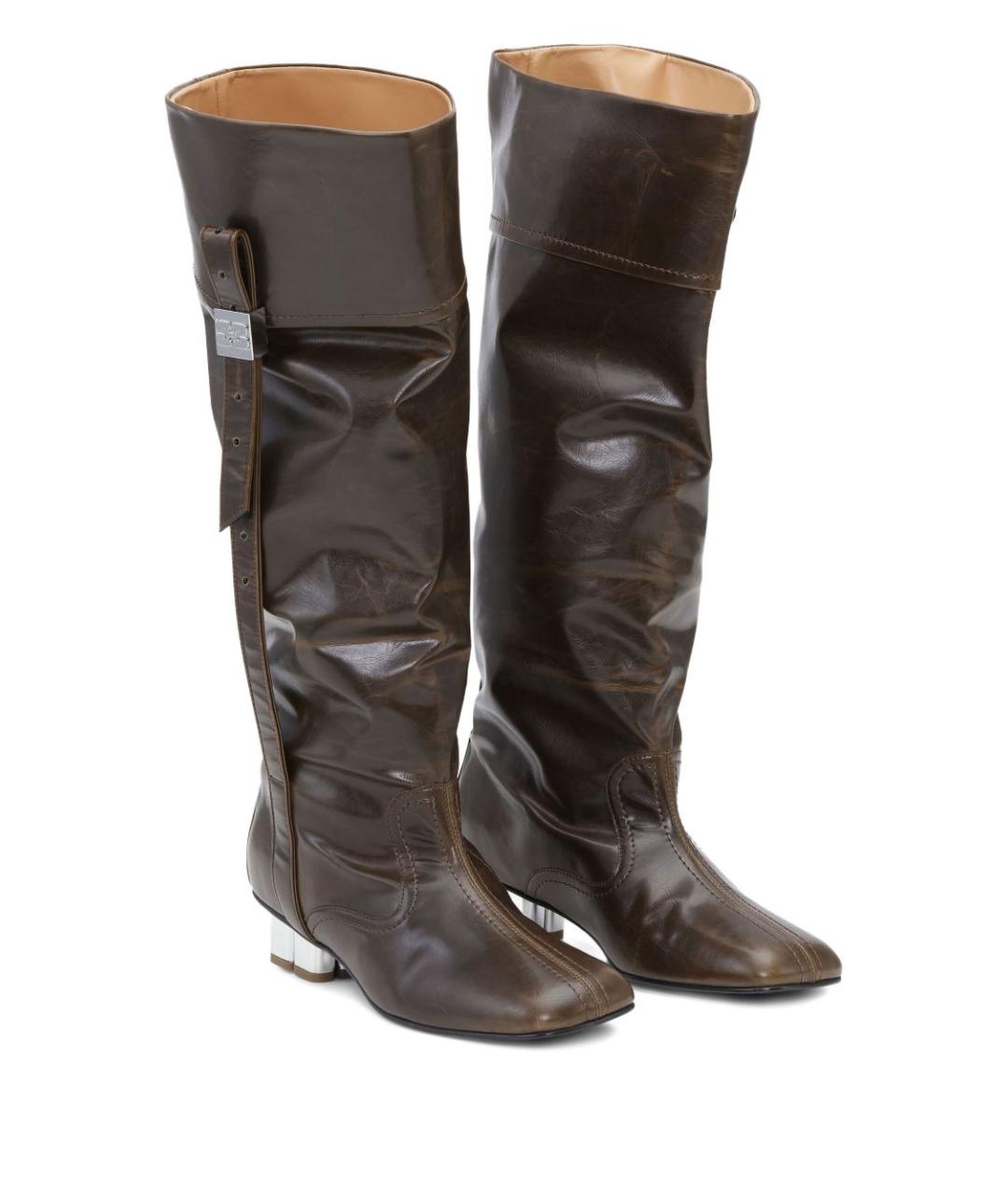 GANNI Зеленые сапоги из искусственной кожи, фото 3