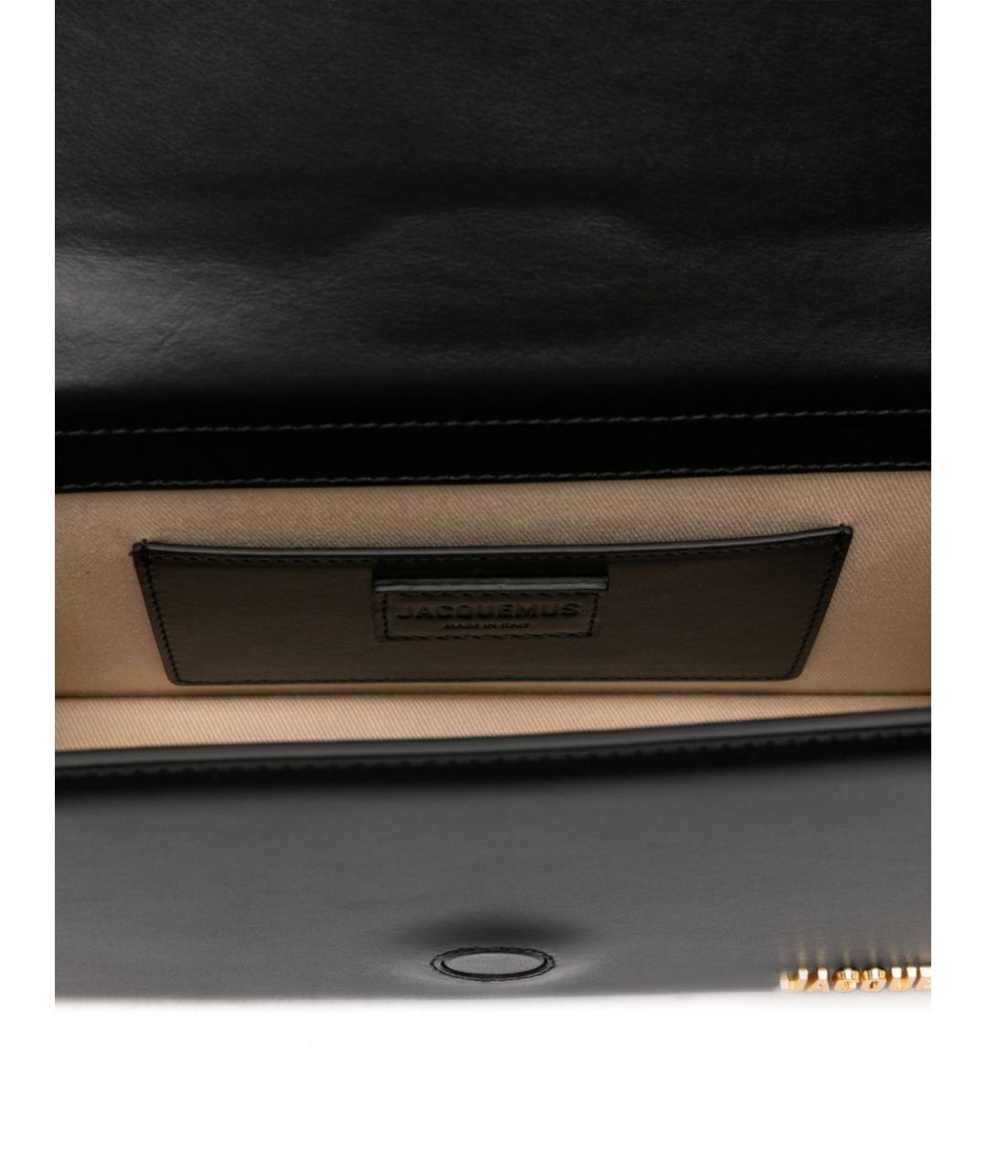 JACQUEMUS Черная кожаная сумка через плечо, фото 3