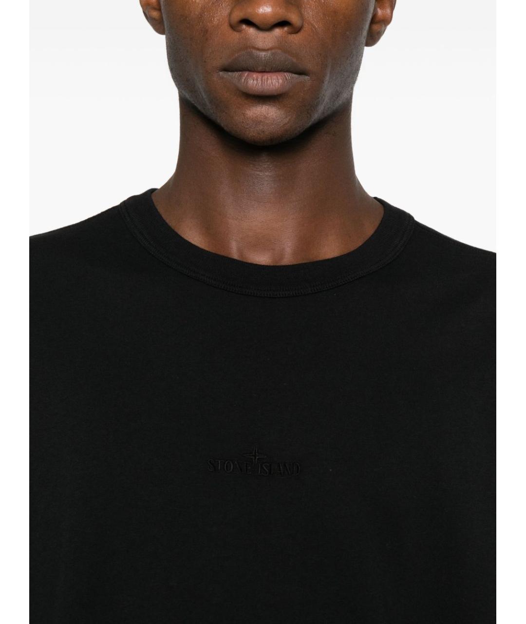 STONE ISLAND Черная хлопковая футболка, фото 3