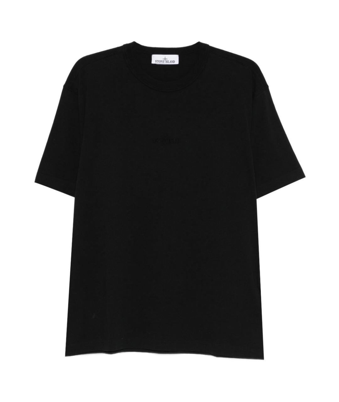 STONE ISLAND Черная хлопковая футболка, фото 1