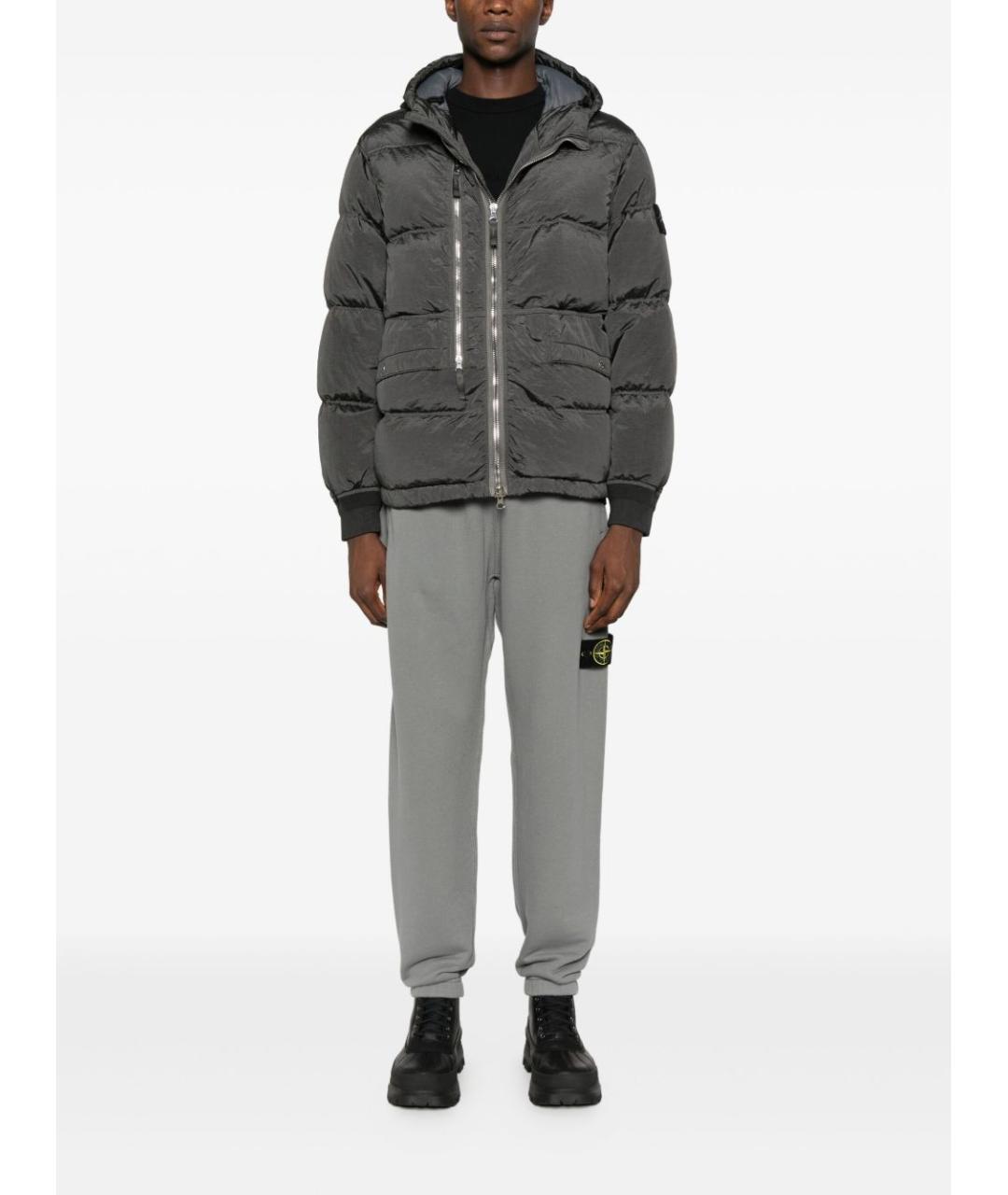 STONE ISLAND Черная хлопковая футболка, фото 2