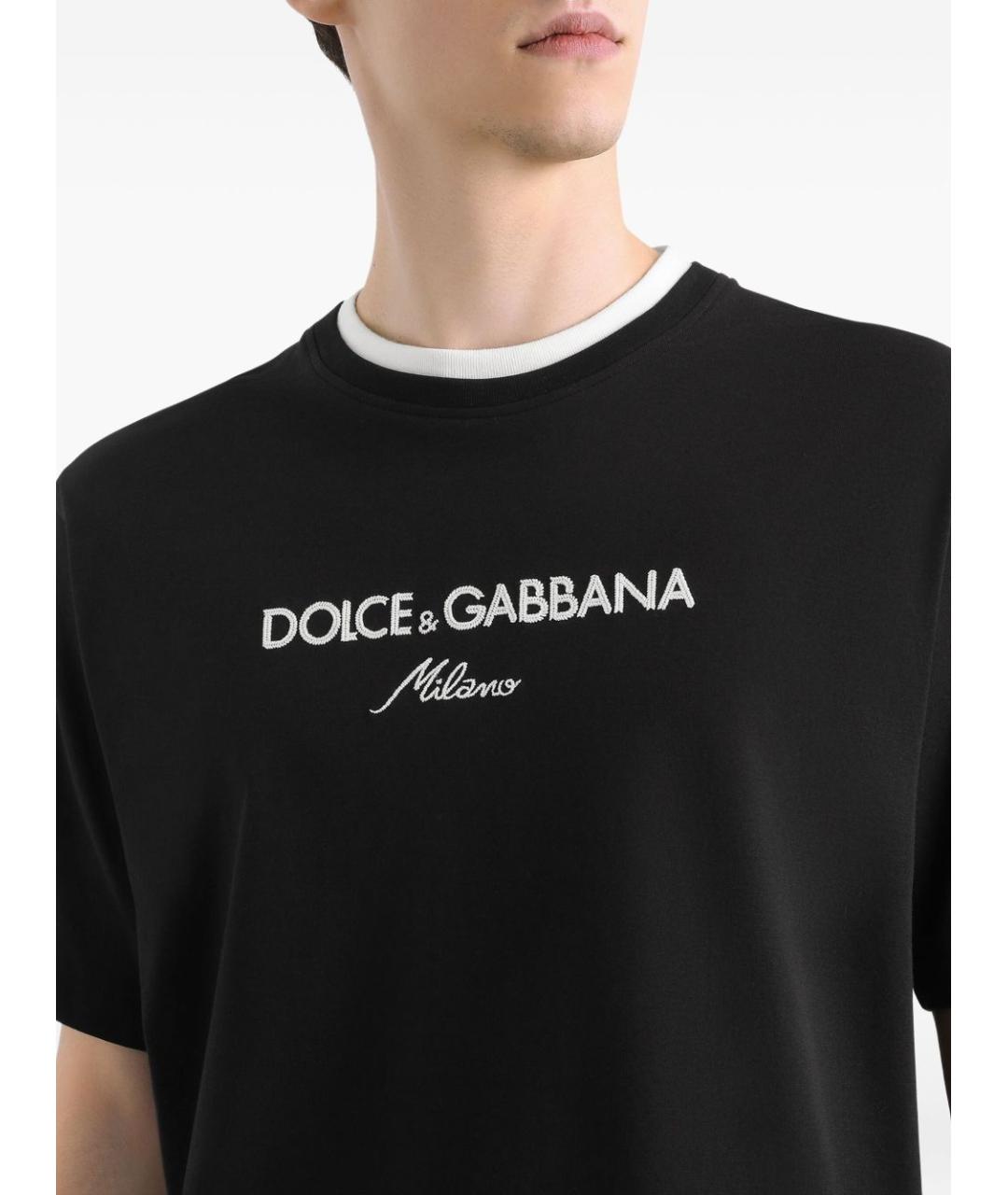 DOLCE&GABBANA Черная хлопковая футболка, фото 4