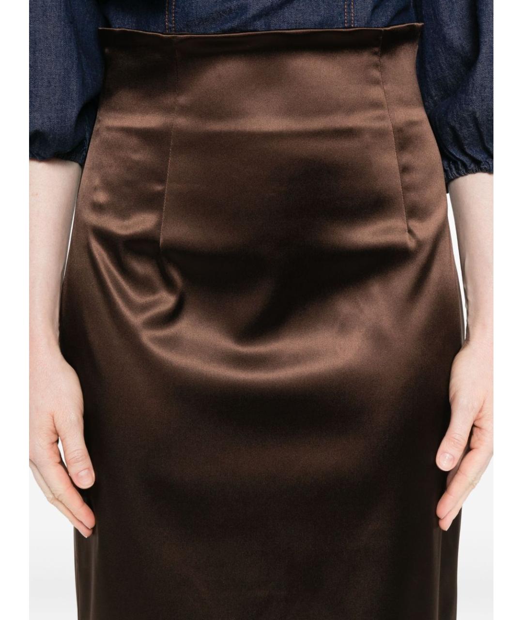 DOLCE&GABBANA Коричневая юбка миди, фото 5