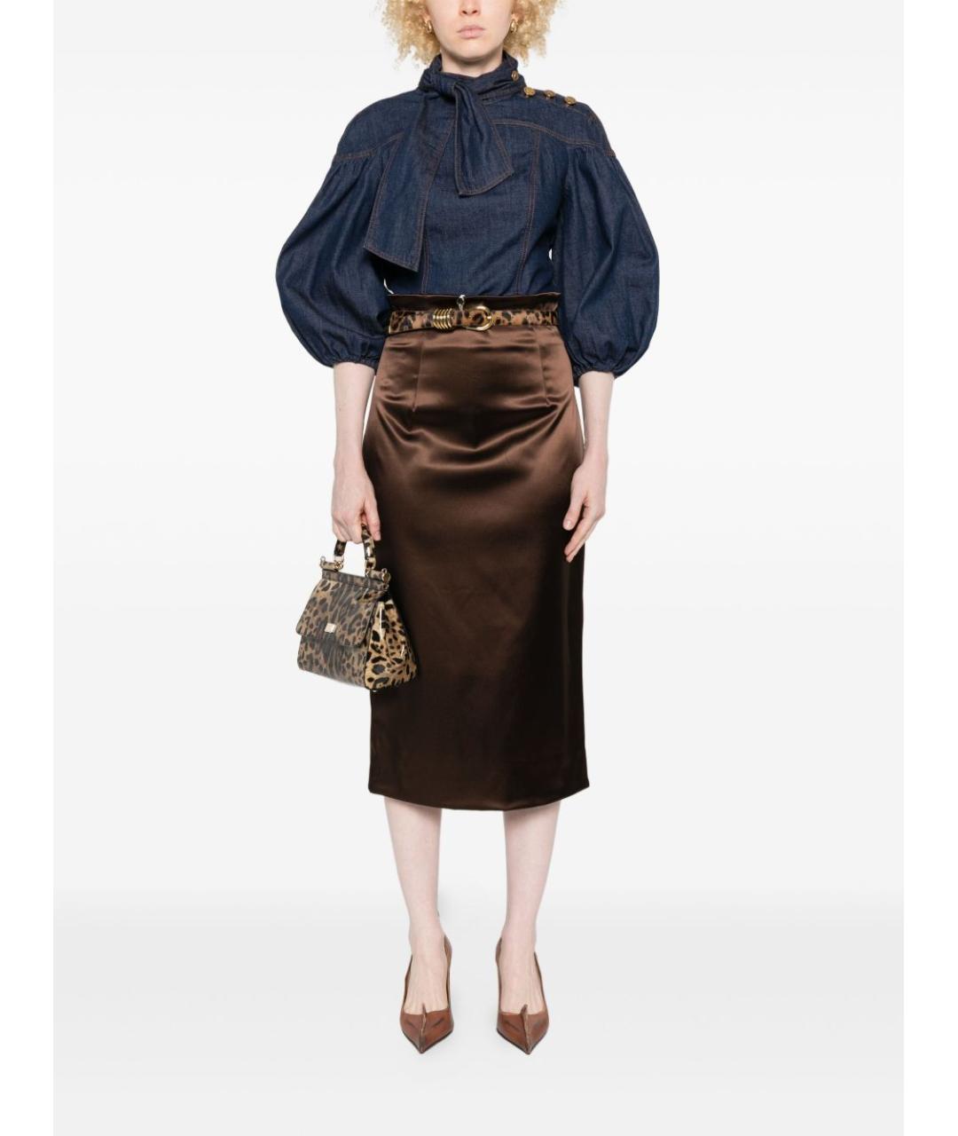 DOLCE&GABBANA Коричневая юбка миди, фото 3