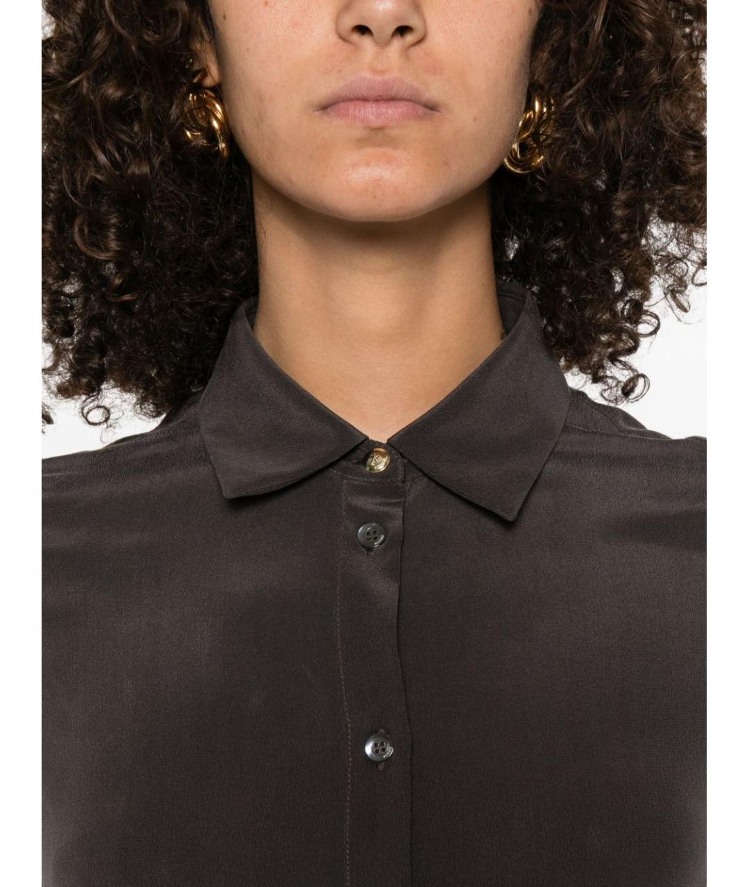 PINKO Коричневая шелковая рубашка, фото 5
