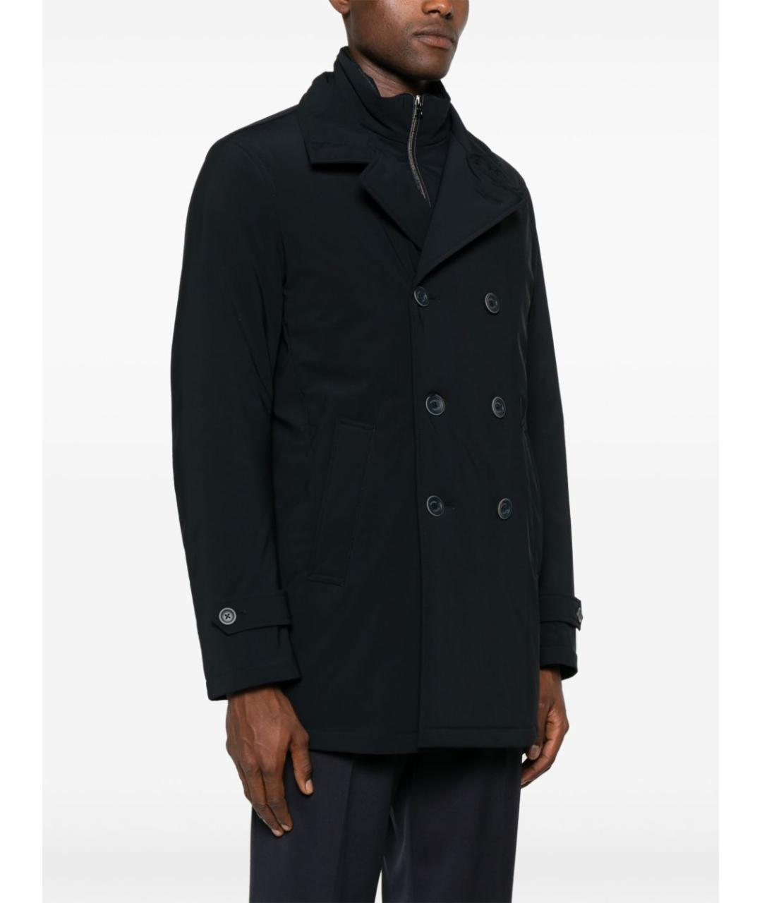 HERNO Темно-синее полиамидовое пальто, фото 3