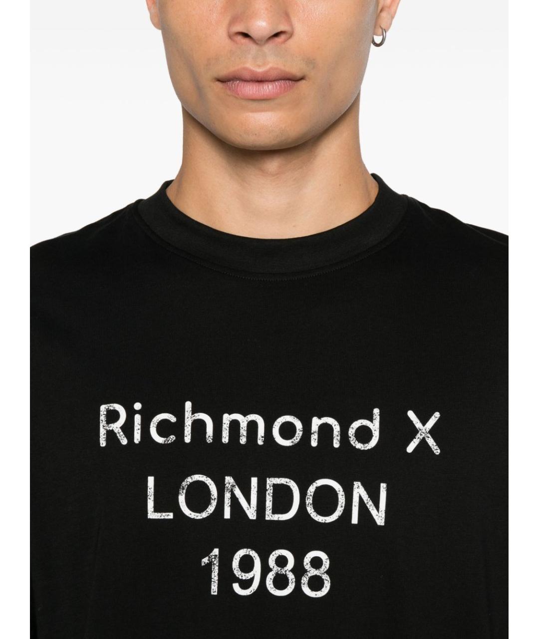 JOHN RICHMOND Черная хлопковая футболка, фото 3