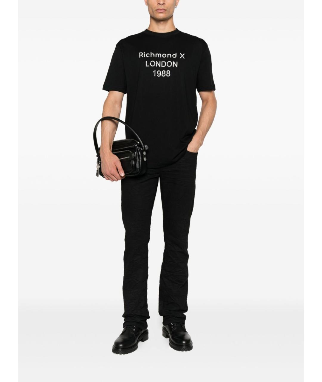 JOHN RICHMOND Черная хлопковая футболка, фото 2