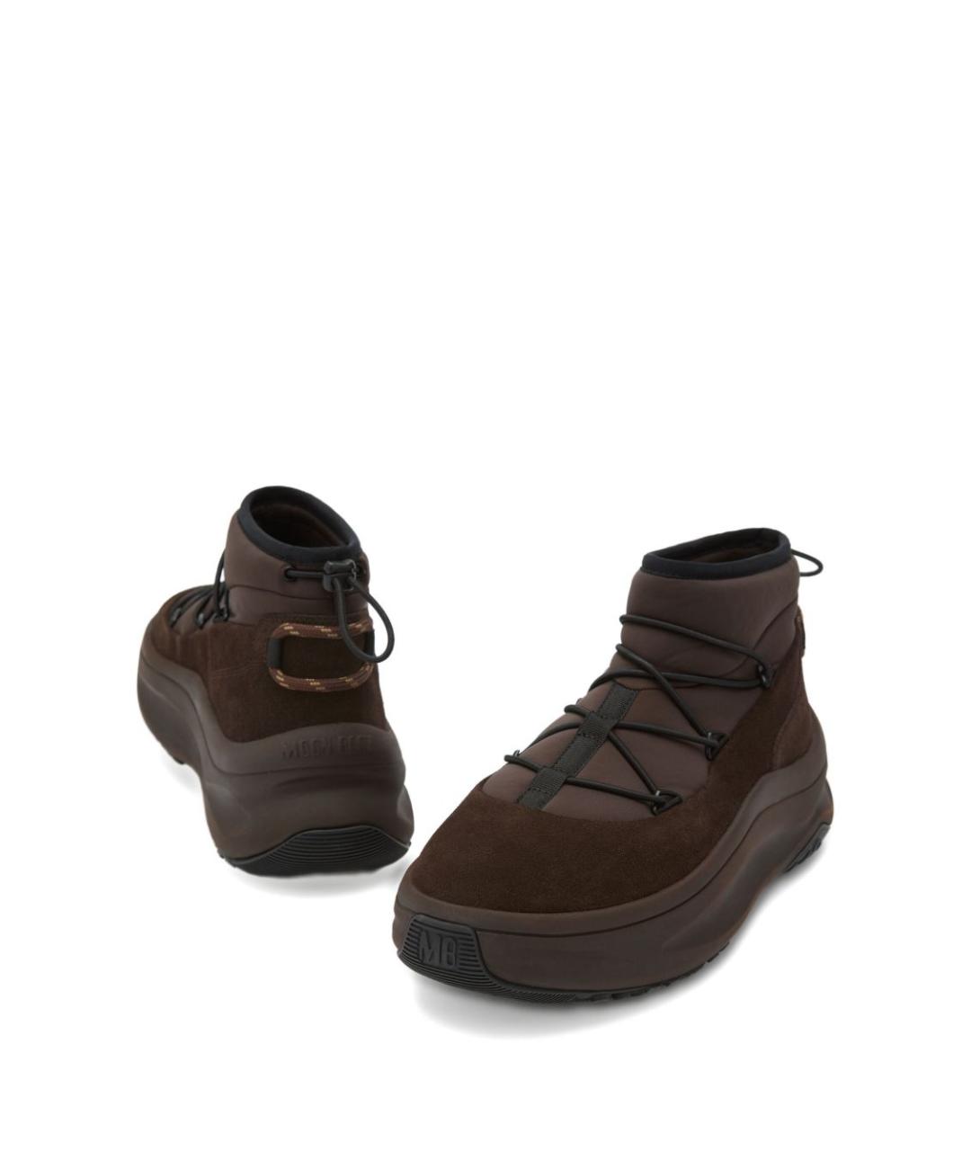 MOON BOOT Коричневые текстильные высокие ботинки, фото 4