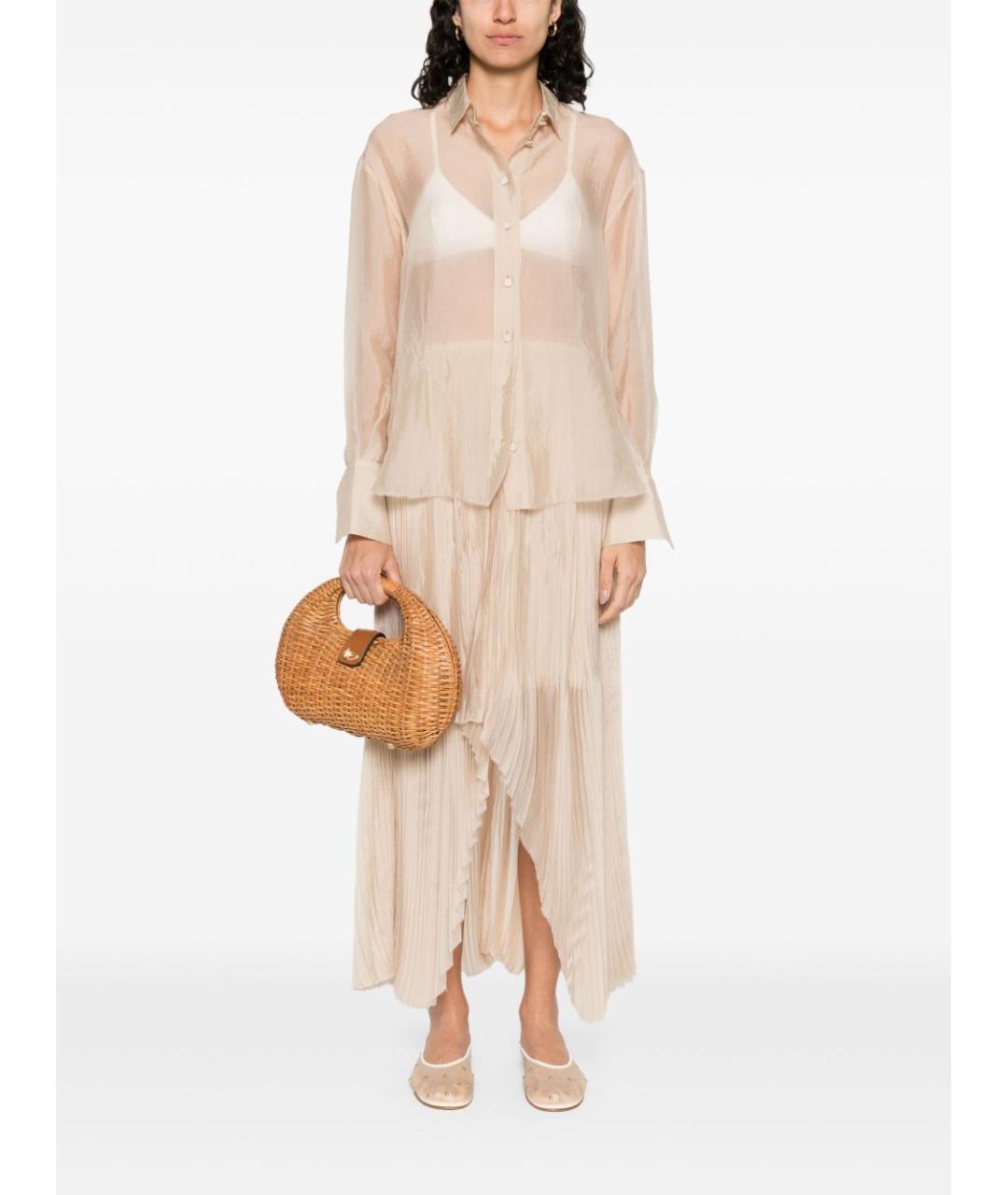 FORTE FORTE Бежевая вискозная рубашка, фото 4