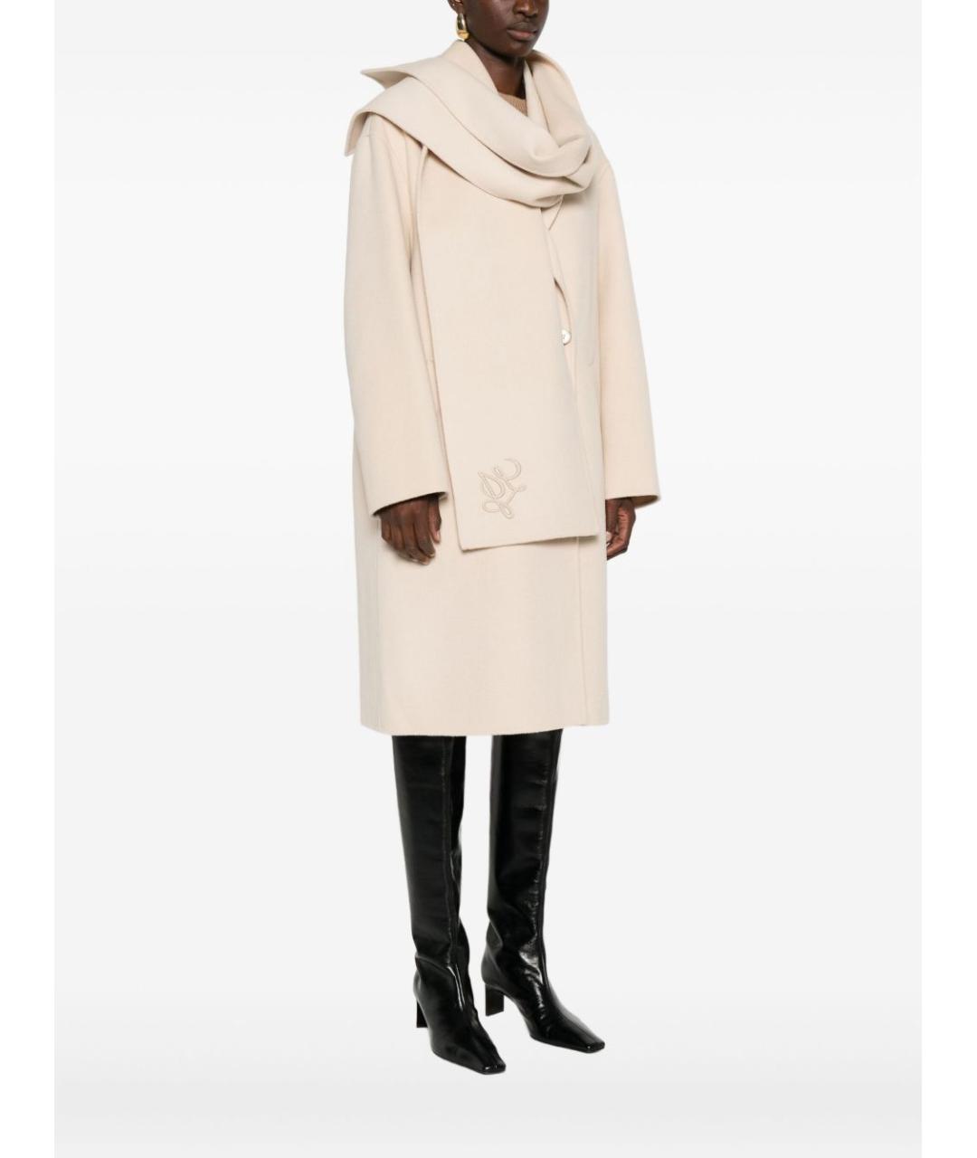 LIU JO Бежевое шерстяное пальто, фото 3