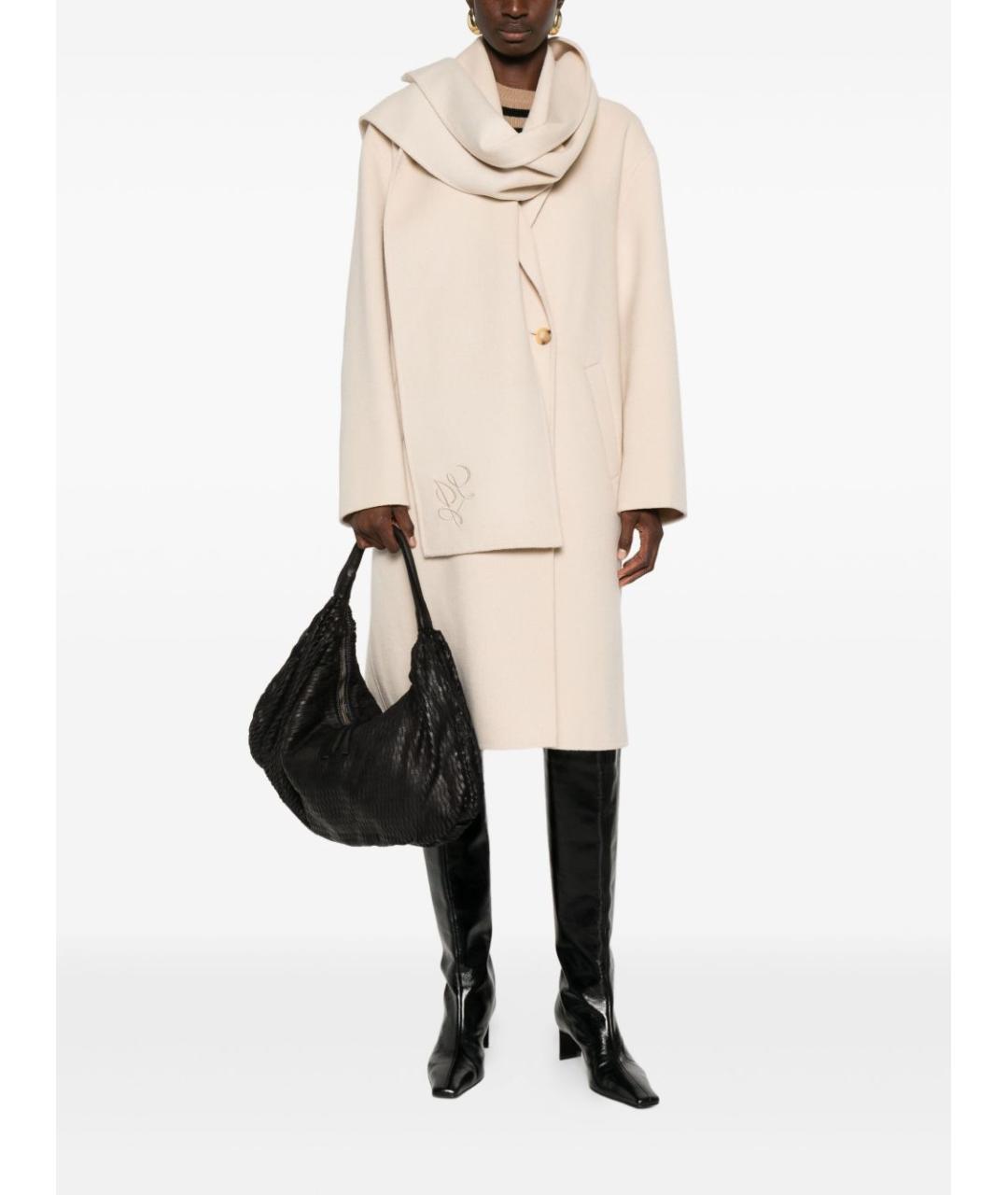 LIU JO Бежевое шерстяное пальто, фото 5