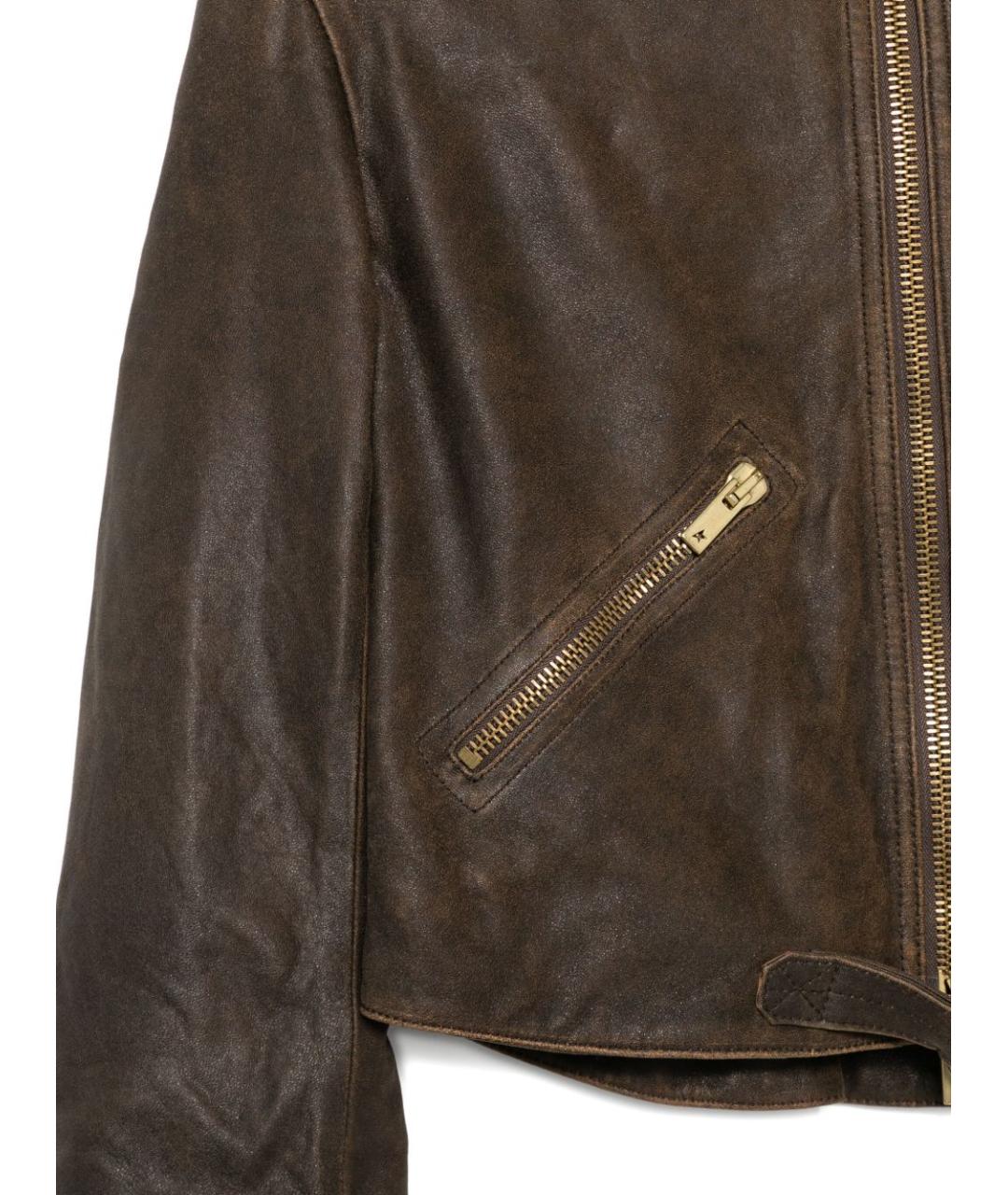 GOLDEN GOOSE DELUXE BRAND Коричневая кожаная куртка, фото 2