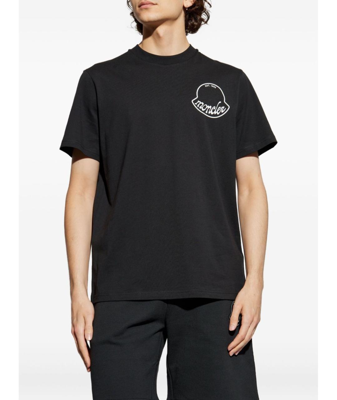 MONCLER Черная хлопковая футболка, фото 3