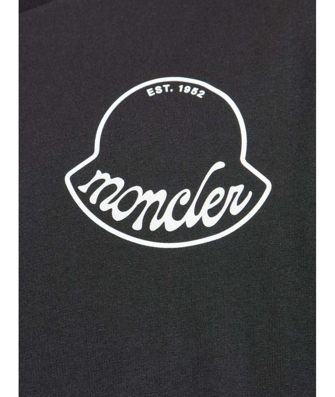 MONCLER Черная хлопковая футболка, фото 2
