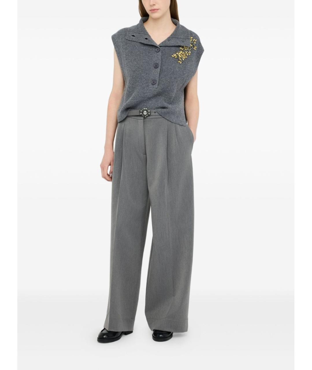 LIU JO Серые полиэстеровые прямые брюки, фото 4