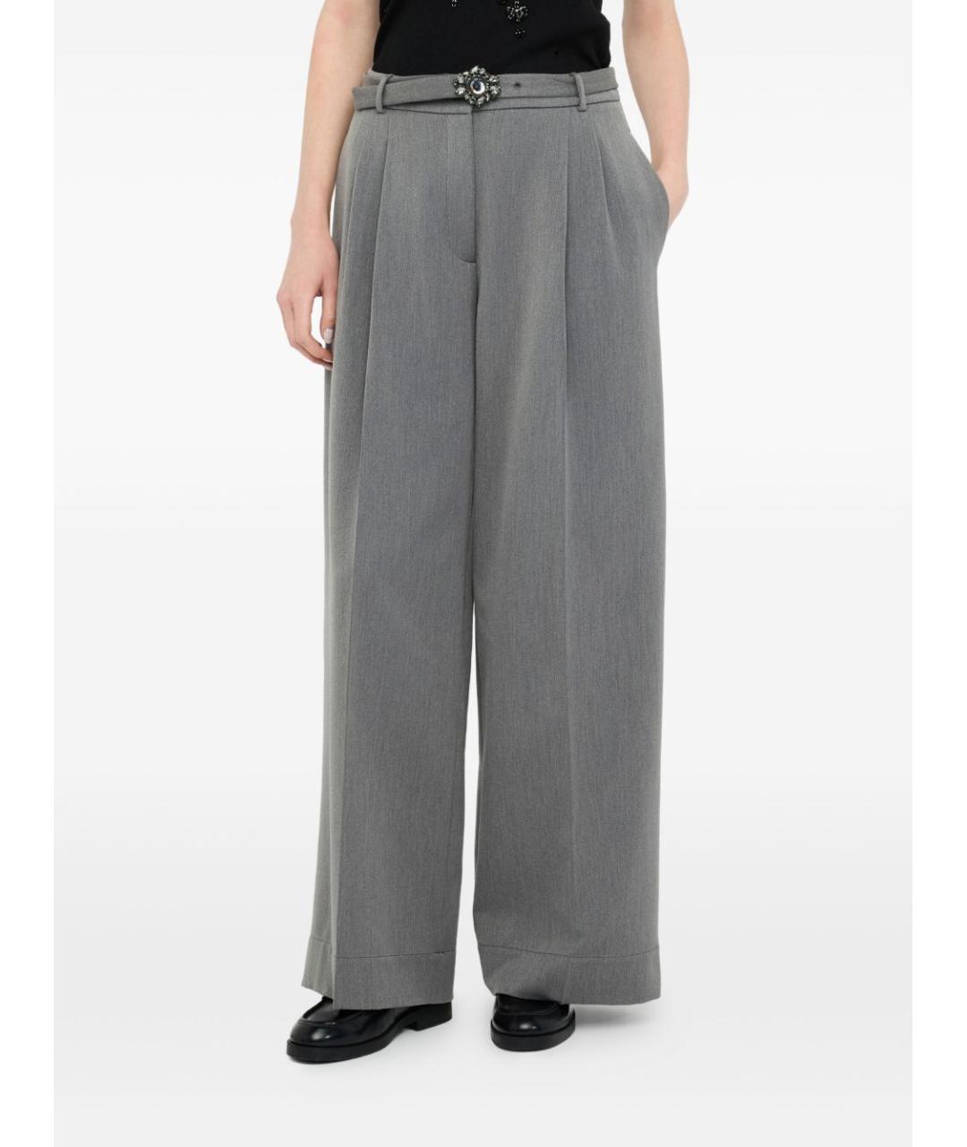LIU JO Серые полиэстеровые прямые брюки, фото 5