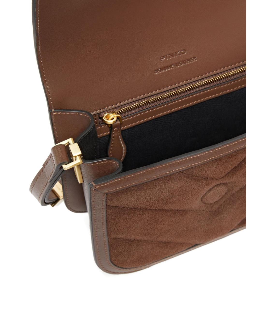 PINKO Коричневая кожаная сумка через плечо, фото 4