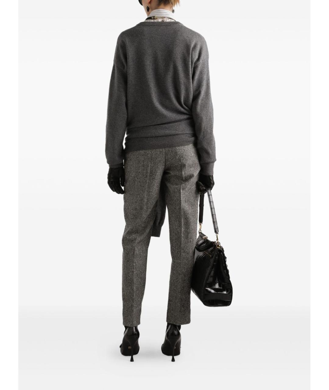 DOLCE&GABBANA Серые шерстяные брюки узкие, фото 4