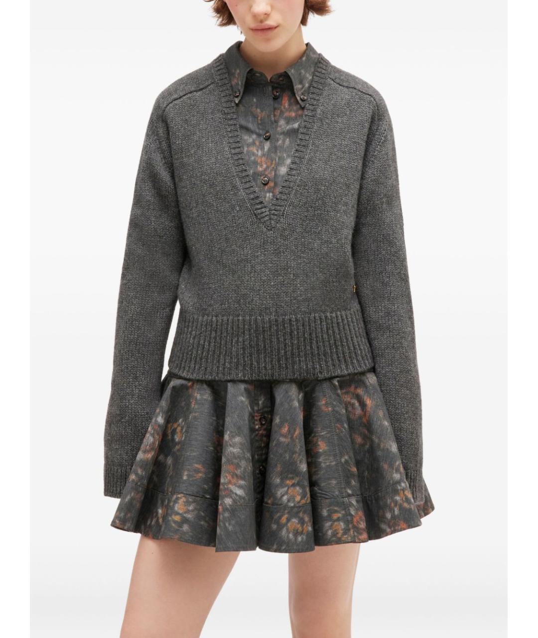 GANNI Серый шерстяной джемпер / свитер, фото 3