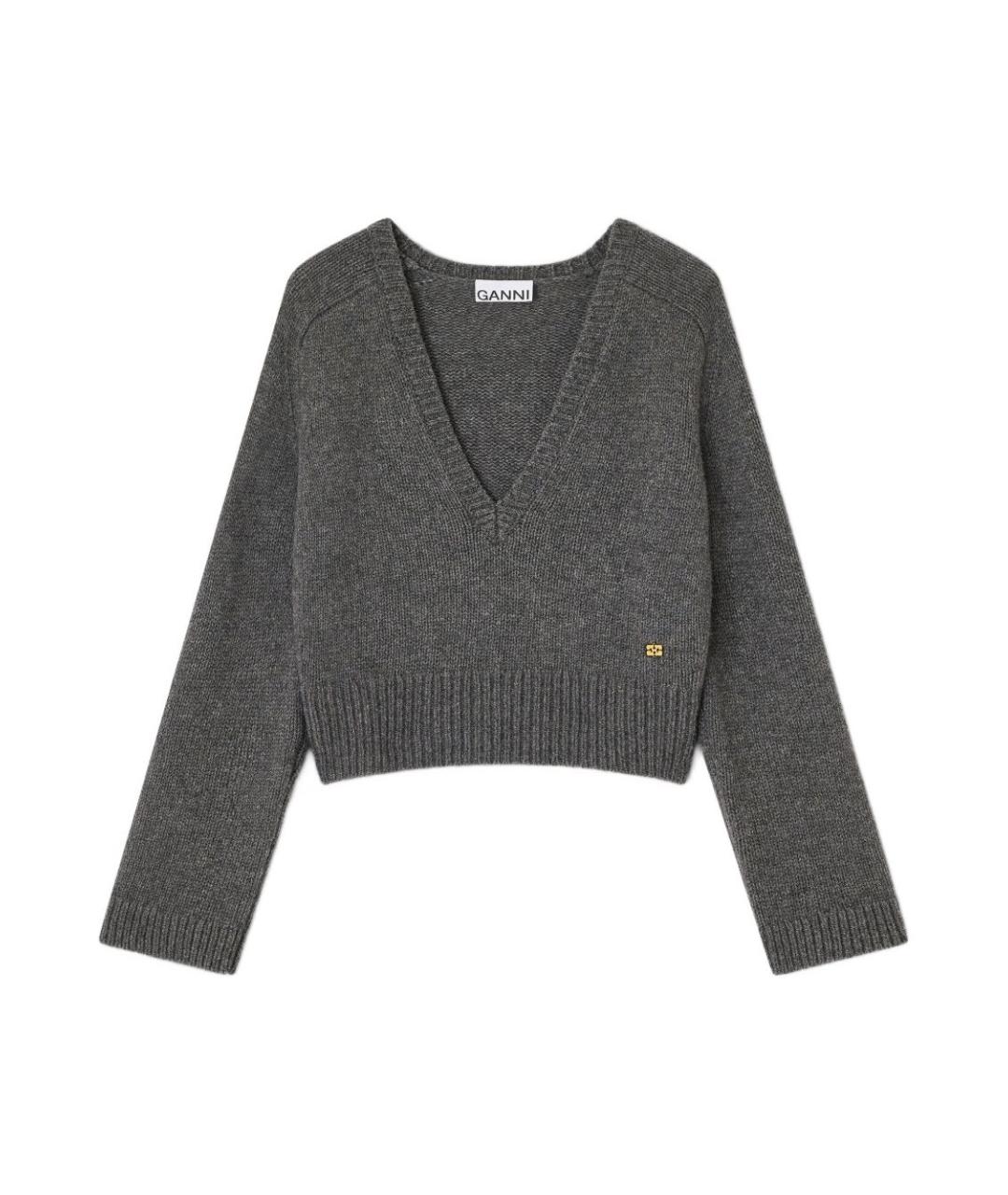 GANNI Серый шерстяной джемпер / свитер, фото 1