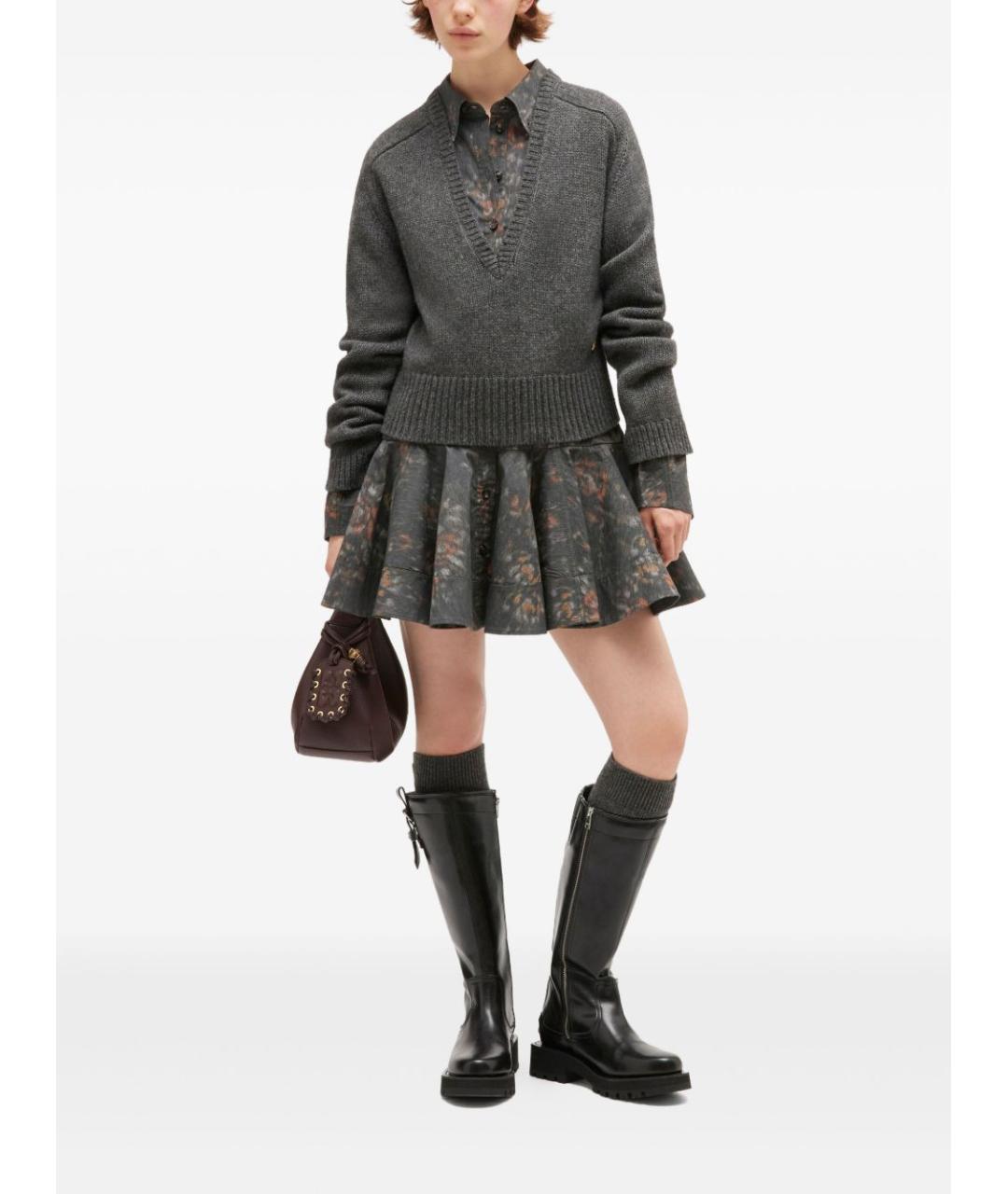 GANNI Серый шерстяной джемпер / свитер, фото 4