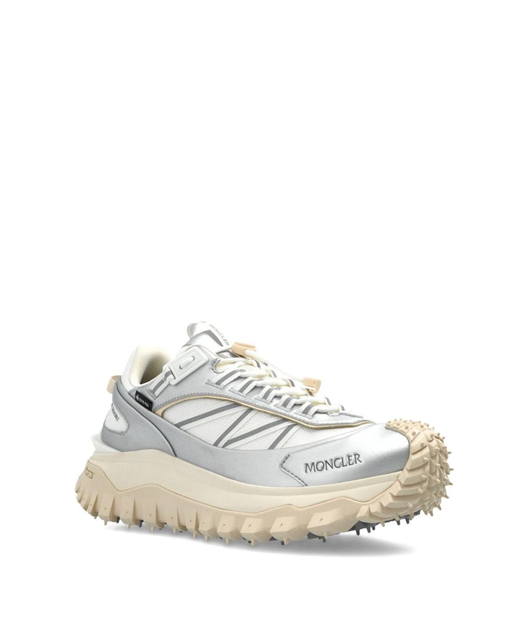 MONCLER Серебряные текстильные кроссовки, фото 4